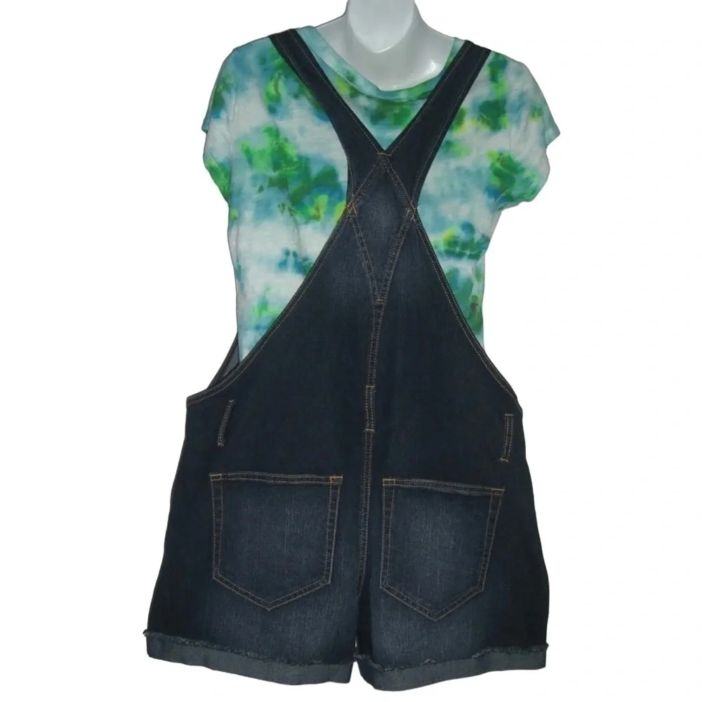 No Boundaries Shortalls Blue Distressed Overalls Shorts Summer Plus Size XXL 2X
